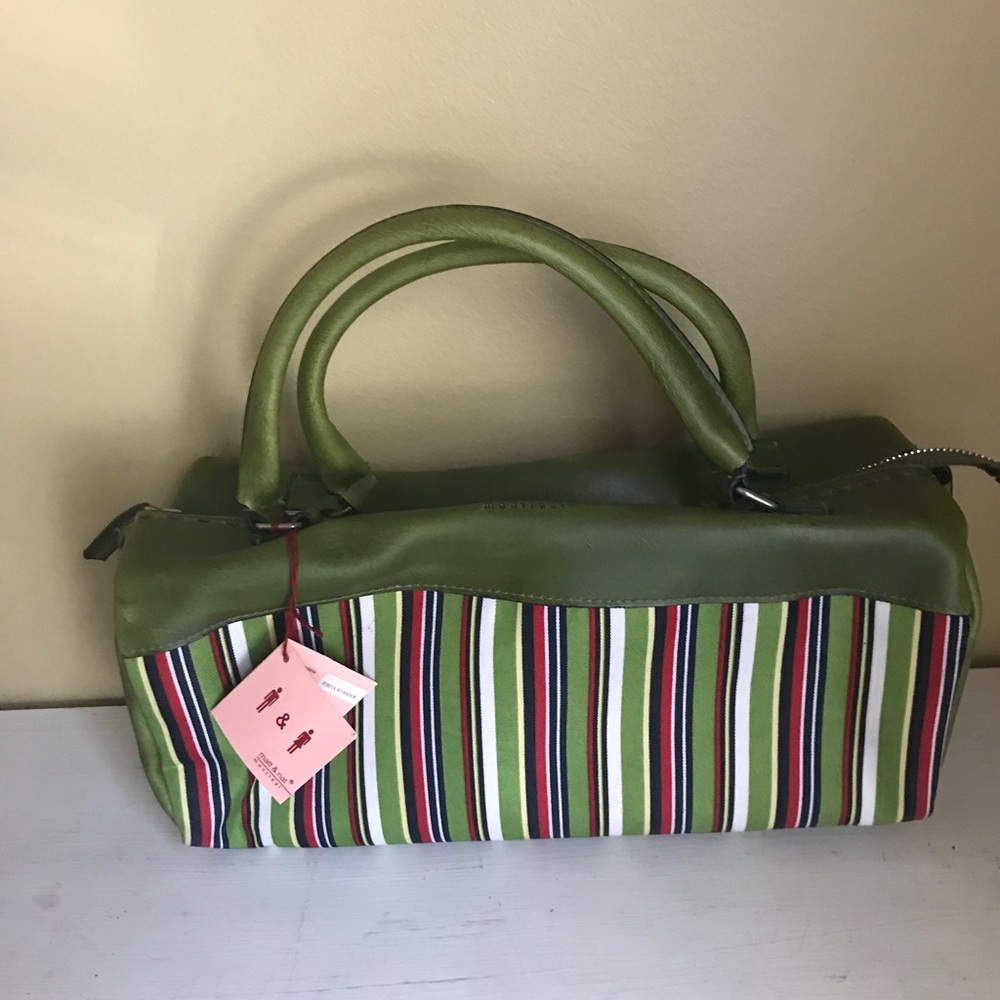 Green Striped vegan leather bag